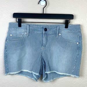 Torrid Striped Raw Hem Shorts